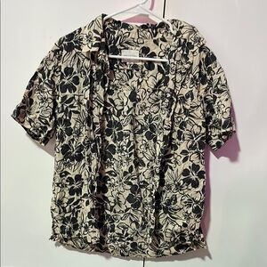 Floral Black and Cream Women's Top